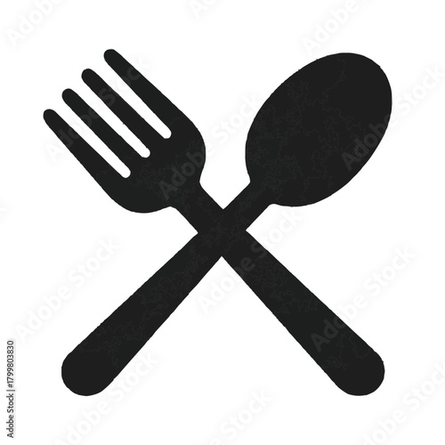 Sleek fork and spoon icon perfect for restaurant menus, culinary blogs, food delivery apps, and modern dining websites, originally created as a vector graphic