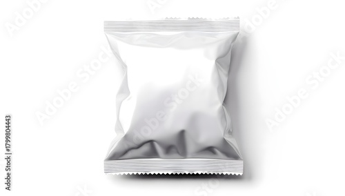 Simple White Snack Bag Isolated on Clean Background for Packaging Design