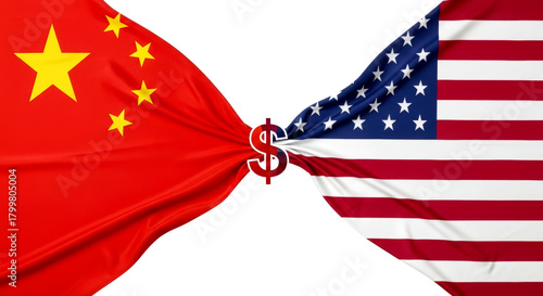 A red and white flag with a dollar sign in the middle