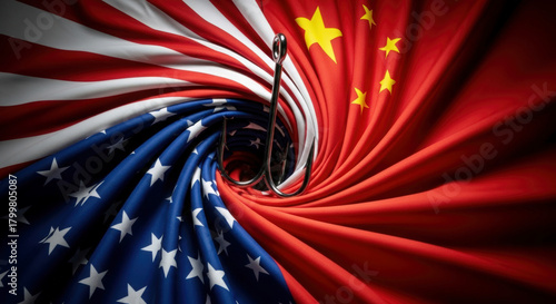 A flag with a hook on it