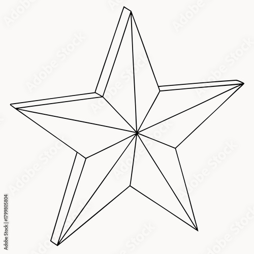 Black outline of a five pointed star with a 3d effect