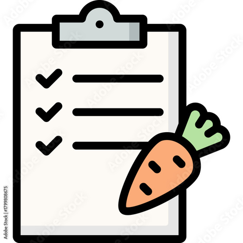 nutrition list icon illustration design with filled outline