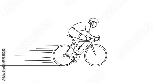 Cyclist riding bicycle with transparent background