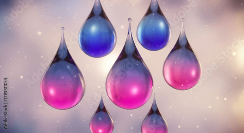 Colorful liquid drops with transparent background