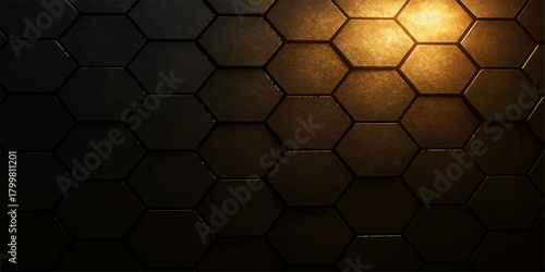 Abstract seamless black and white geometric honeycomb hexagon pattern background texture with 3D mesh vector illustration