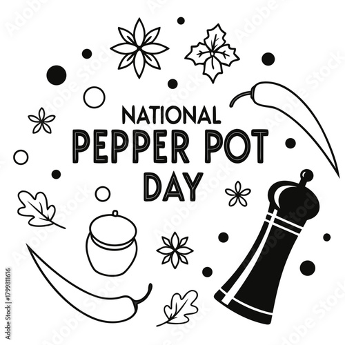 NATIONAL PEPPER POT DAY vector illustration 