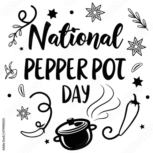 NATIONAL PEPPER POT DAY vector illustration 