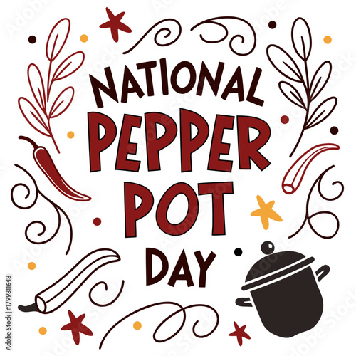 NATIONAL PEPPER POT DAY vector illustration isolated on white background