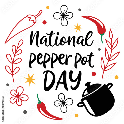 NATIONAL PEPPER POT DAY vector illustration isolated on white background