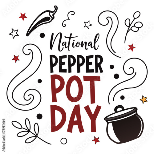 NATIONAL PEPPER POT DAY vector illustration 