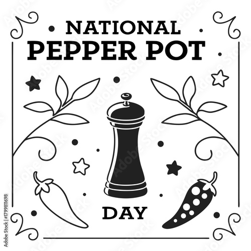 NATIONAL PEPPER POT DAY vector illustration isolated on white background