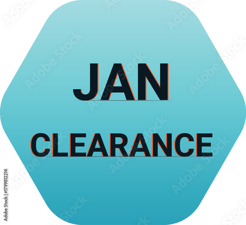 Jan clearance sale graphic with hexagonal light blue label Vector