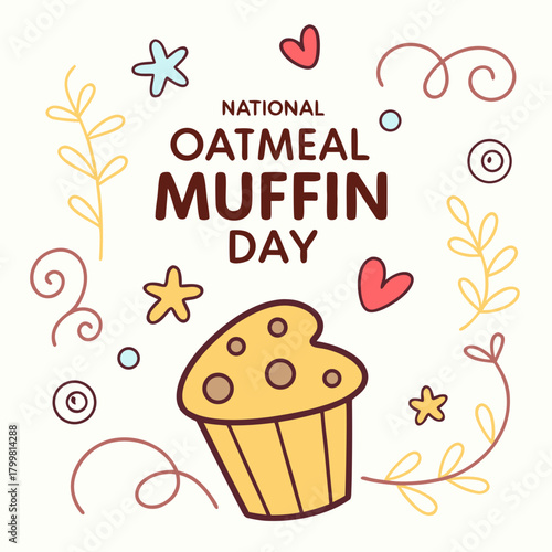 NATIONAL OATMEAL MUFFIN DAY vector illustration isolated on white background