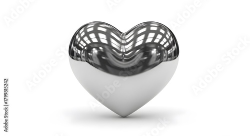 Metallic Heart Symbol on White Background