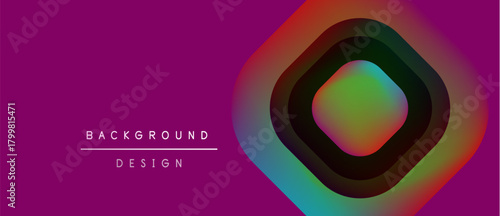 Vibrant abstract design. Concentric shapes blend colors, creating modern visual impact. Pink background enhances luminosity.