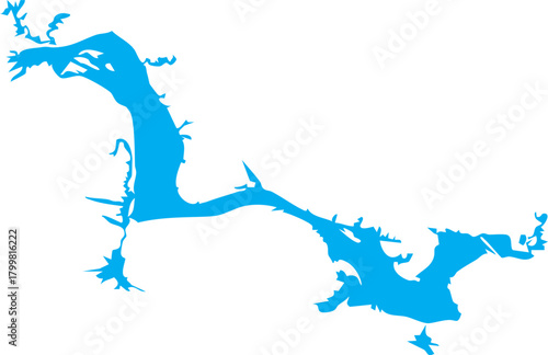 Lake Dardanelle Reservoir Map Shape in Arkansas