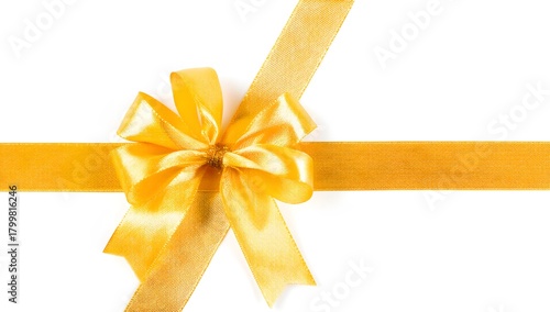 Elegant Yellow Ribbon with Bow on White Background for Gift Wrapping