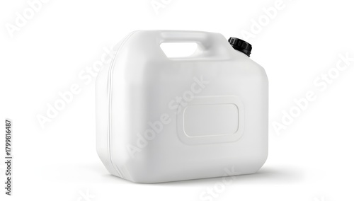 White Plastic Container with Handle and Black Cap for Liquid Storage
