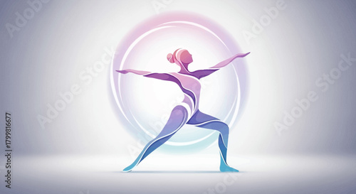 Woman yoga pose with glowing aura