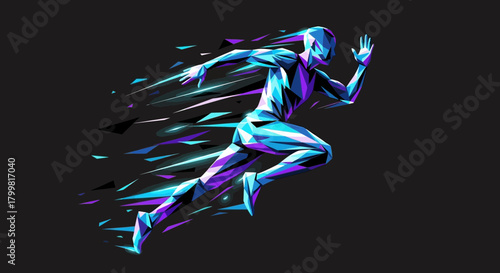 Running athlete figure with transparent background