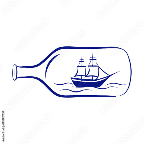 boat in a bottle icon vector illustration