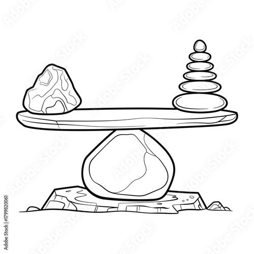 Balanced stones on a simple scale representing equilibrium and harmony