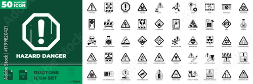 Hazard Danger Duotone Editable Icons set