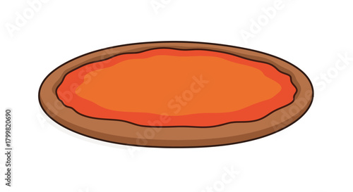 Uncooked Pizza Dough with Tomato Sauce Base Ready for Toppings.