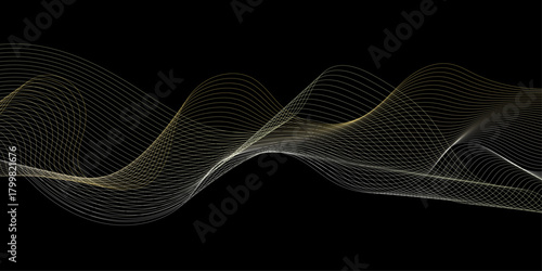 Abstract technology lines on white background. Undulate Grey Wave Swirl, frequency sound wave, twisted curve lines with blend effect, wave with lines created using blend tool.	