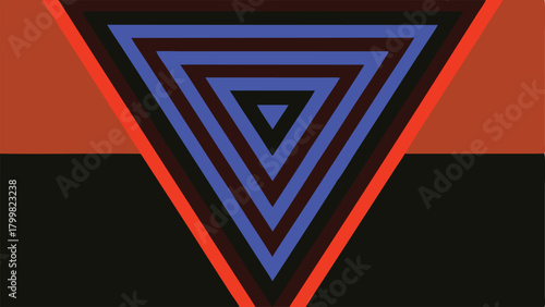 Nested Triangles In Blue And Red With Orange Border abstract background