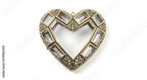 Antique Heart Photo Frame Isolated on White