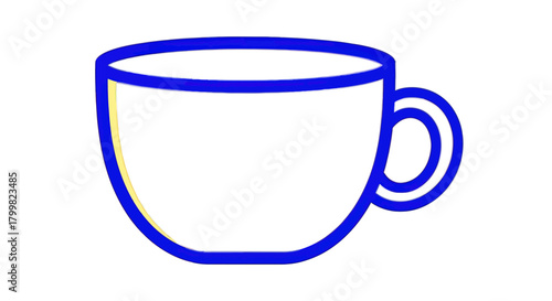 Simple blue teacup illustration with a curved handle and a clean design.