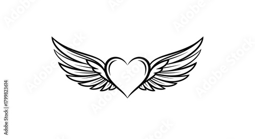 Winged Heart - Elegant Vector Graphic Design