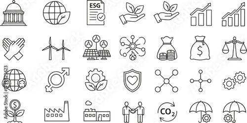 Mega Set of Hand Drawn Economy, Environment, and Business Doodle Line Icons Vector Illustration