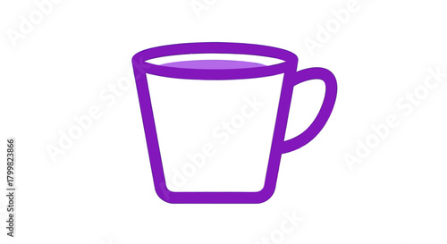 Simple Purple Outline of a Coffee Mug with a Handle.
