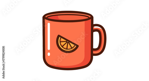 Orange Mug with Citrus Slice Illustration.