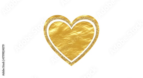 Elegant Golden Heart with Glitter Border