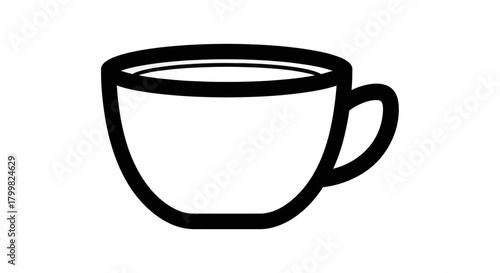 Simple Outline Drawing of a Coffee Cup or Tea Mug.