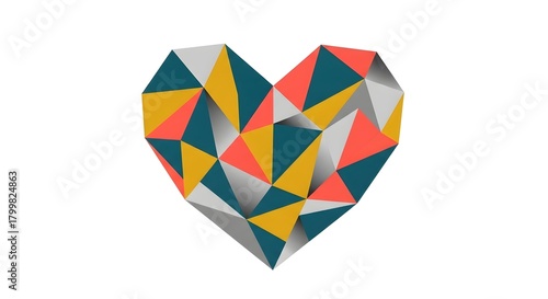 Geometric Heart with Faceted Design