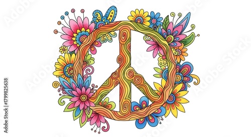 Floral Peace Sign Illustration