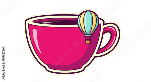 Hot Air Balloon Adventure on a Coffee Cup.