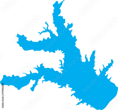 Lake Tawakoni Map Shape Reservoir in Texas