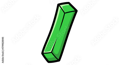 Green Rectangular Gemstone With Facets And Outline.