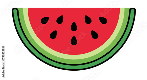 Fresh watermelon slice with black seeds, a juicy summer fruit.