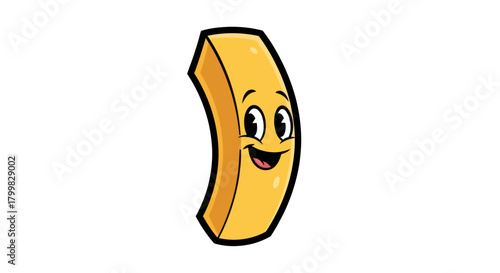 Happy Cartoon French Fry Character Smiling with Big Eyes.