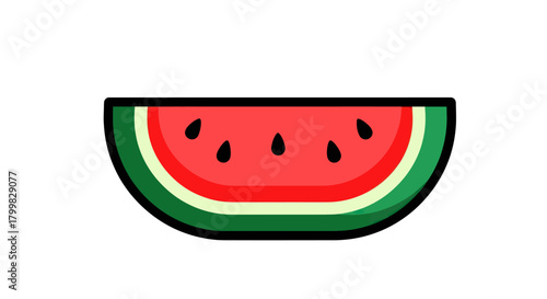 Illustration of a Watermelon Slice with Seeds.