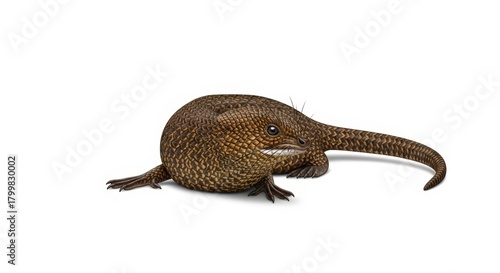 A unique, digitally rendered creature with a spiky, round body and a long, pointed snout, resembling a fantastical reptile or mammal hybrid, isolated on a white background.