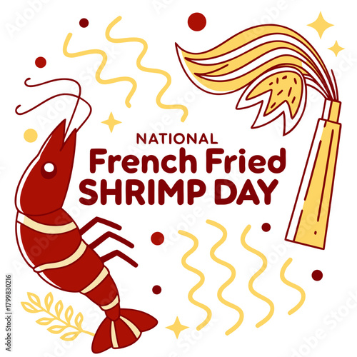 NATIONAL FRENCH FRIED SHRIMP DAY vector illustration isolated on white background