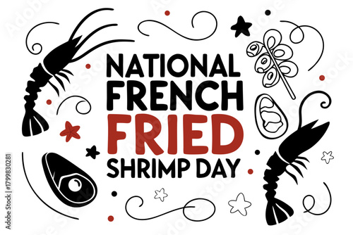 NATIONAL FRENCH FRIED SHRIMP DAY vector illustration 