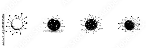 Virus And Bacteria Doodle Sketch Set. Microorganism And Pathogen Representation In Hand Drawn Style Collection. Infectious Disease And Microbiology Concept. Isolated Vector Illustration